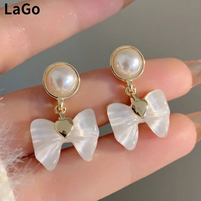 

Modern Jewelry 925 Silver Needle Elegant Temperament White color Bowknot Earrings For Women Wedding Gifts Sweet Design Wholesale
