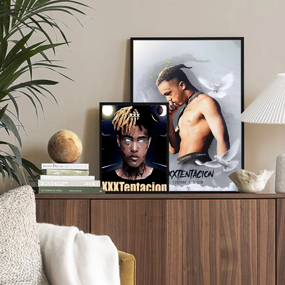 X-XXXTENTACION Hot Rapper Anime Posters Sticky Decoracion Painting Wall Art White Kraft Paper Decor