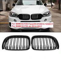 samger car front kidney grille gloss black double slats for bmw x3 f25 lifting facial x4 f26 2014 2017 51117338571 51137367422