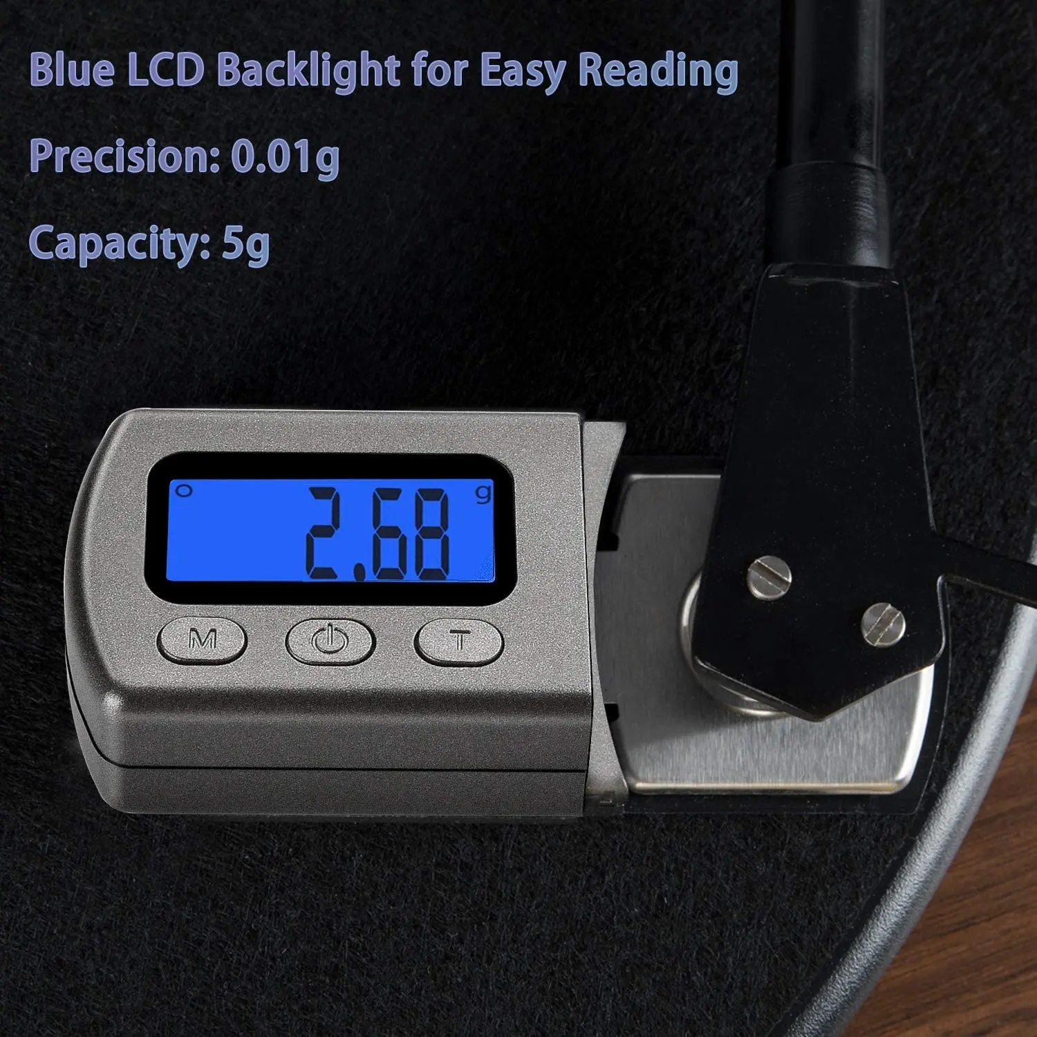 

0.01g/5.00g Professional Turntable Stylus Force Gauge Scale Blue Backlight LCD for Tonearm Phono Cartridge Vinyl Record Needle