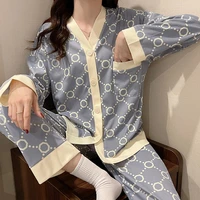 qweek womens nightwear trouser suits autumn winter cotton pajamas female set nightie nighty for ladies pijamas pyjama sleepwear