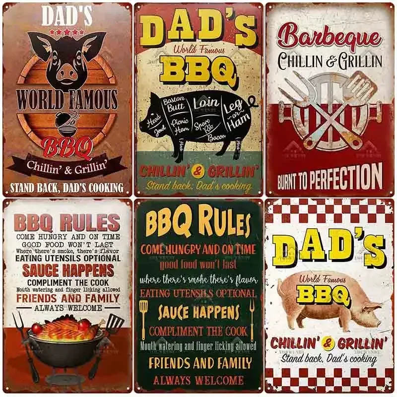 Винтажная Металлическая Табличка Для Барбекю Классический Настенный Декор