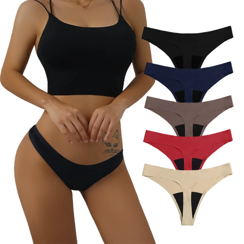 

sexy seamless low-waist thong panties women's physiological pants four-layer leak-proof menstrual period sanitary pants latex