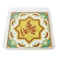 eid acrylic tray snack fruit candy chocolate storage plate desktop ornament for ramadan party food dessert cupcake