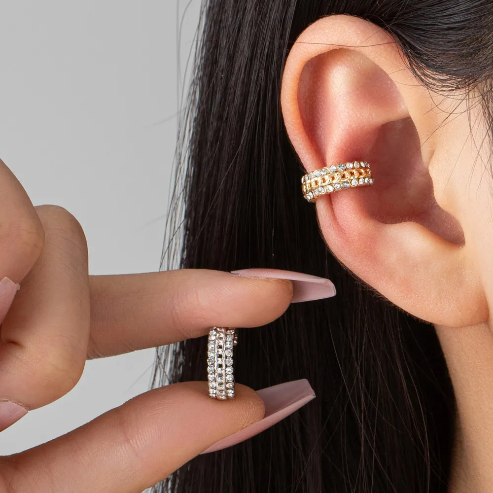 Клипсы-манжеты для ушей с фианитом