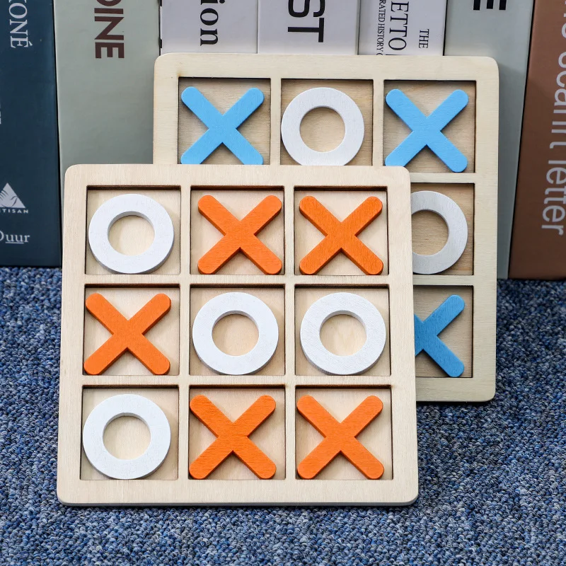 

1 pcs Parent-Child Interaction Wooden XO Tic Tac Toe Chess Board Game Developing Intelligent Educational Toy Puzzles For kids