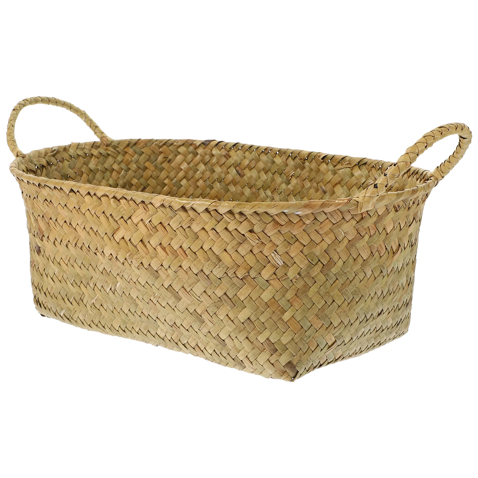 

Storage Basket Grass Woven Baskets Bedroom Organizer Home Accessory Desktop Makeup Brush Retro Decor