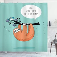 animal shower curtain cartoon design print sloth with a flirty words so you come here often color image cloth fabric