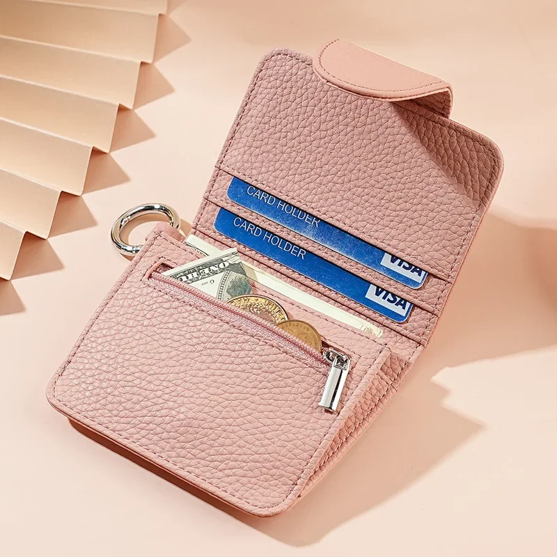 Женский кошелек из воловьей кожи короткий тонкий компактный бумажник