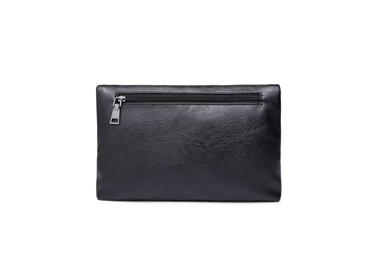 Fashion Men's Folding Handbag Clutch Bag Organizer Wallet Trend Ipadbags Moneybag Business Leisure Black Wear-resistant PU