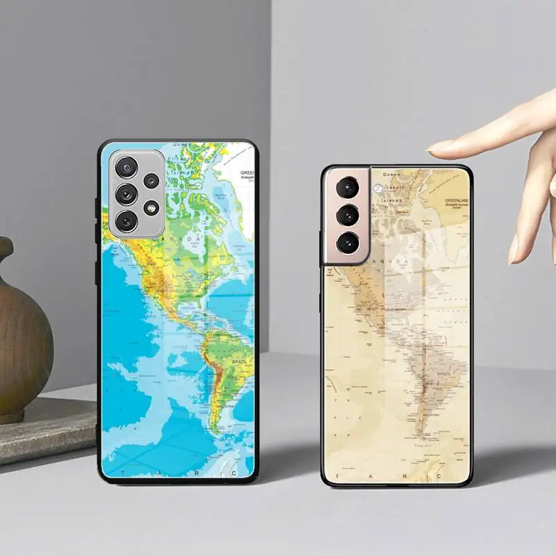 Дорожный Чехол для телефона с картой Мексики чехол из закаленного стекла Samsung S22