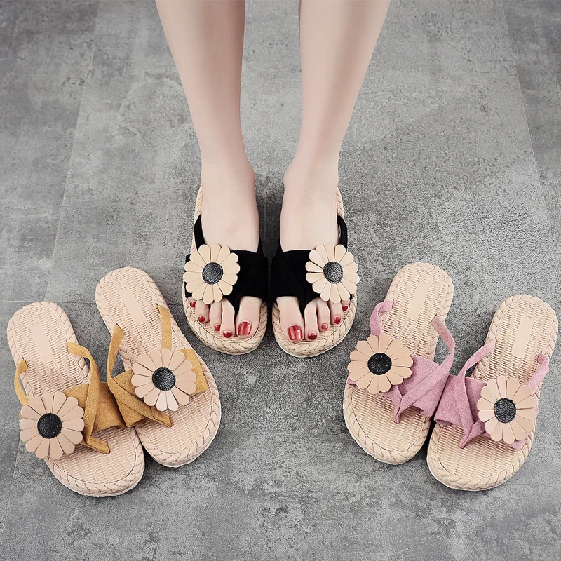 

Rubber Flip Flops Flat Shoes Female Woman's Slippers Flower Luxury Slides Low Hawaiian 2022 Designer Beach PU Fabric Floral Fash
