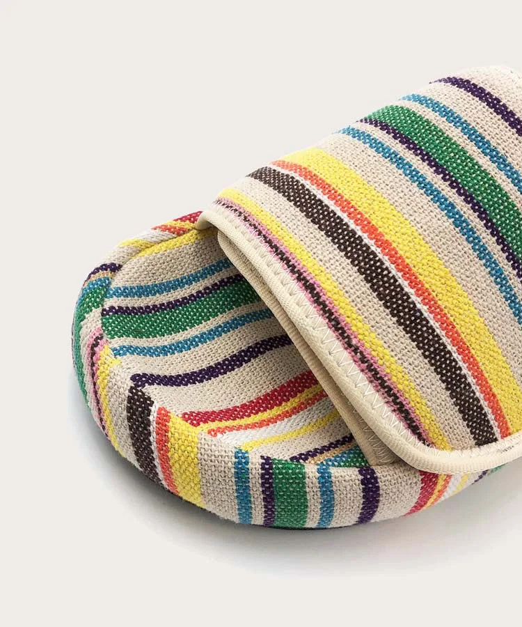 Minority thick-soled lightweight slippers women 2023 summer new niche rainbow stitching color striped cloth outer wear sandals