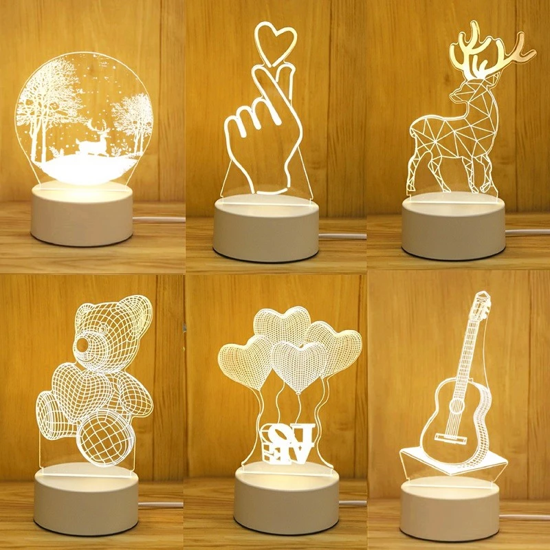 

Romantic 3D Acrylic Led Night Light for Birthday Valentine's Day Party Wedding Favors for Guests Groomsmen Gifts Bridesmaid Gift