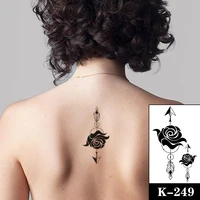 geometry waterproof temporary tattoo sticker black rose arrow fake tattoos flash tatoo hand chest back body art for women men