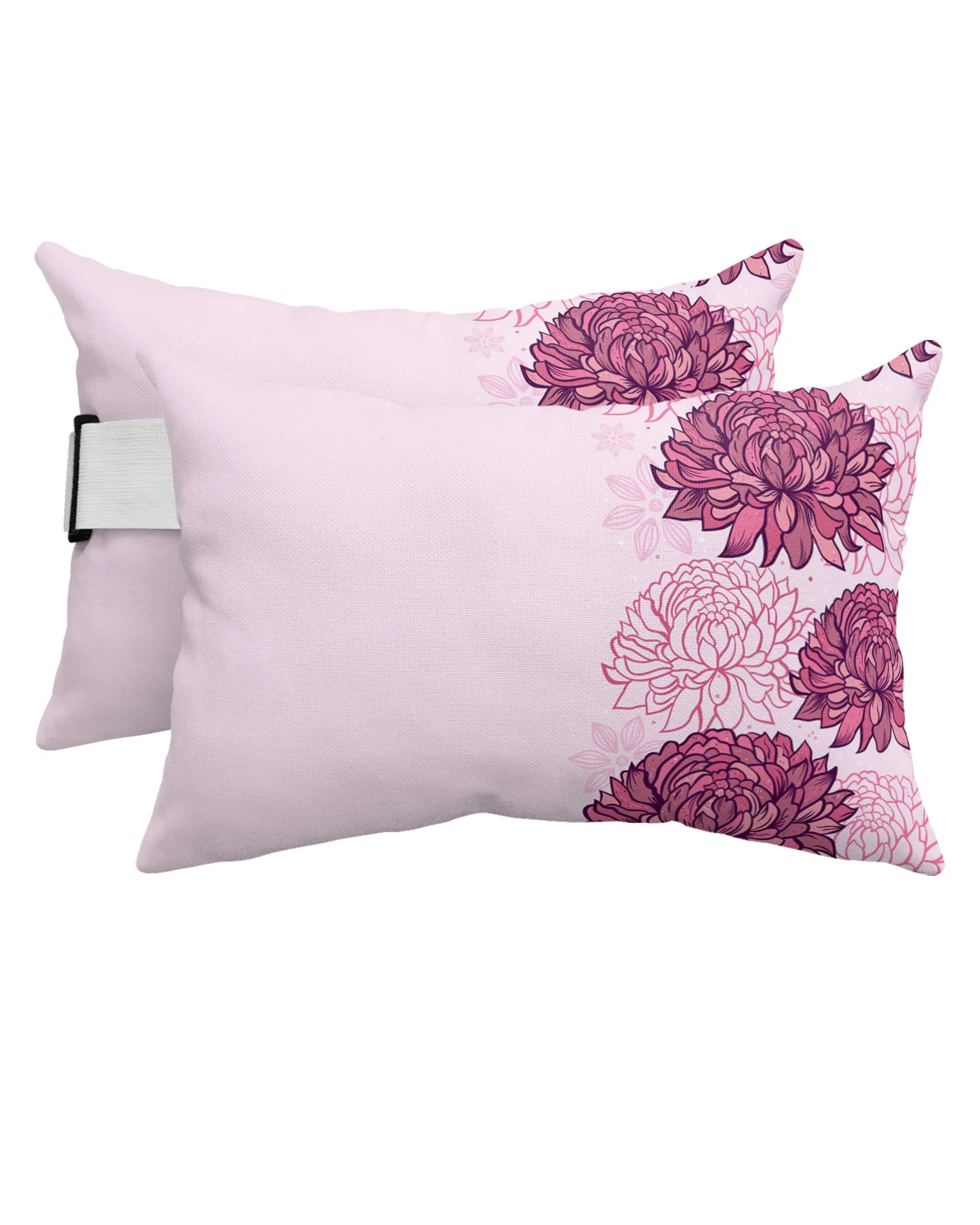 

Pink Chrysanthemum Flower Texture Waterproof Pillow With Insert Adjustable Lounge Chair Recliner Head Lumbar Travel Pillow