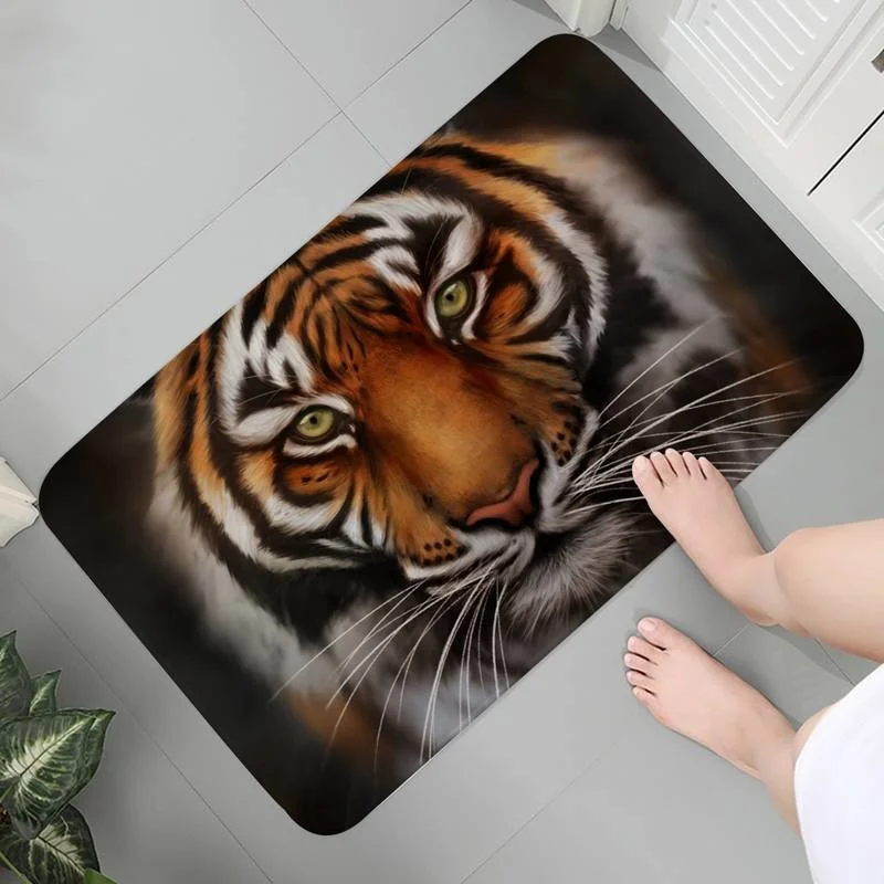 

Indoor Room Carpet Soft Flannel Rug Floor Kitchen Living Mats Art Cartoon Kid Room Animal Tiger Bath Mats Prayer Rug Area Rugs