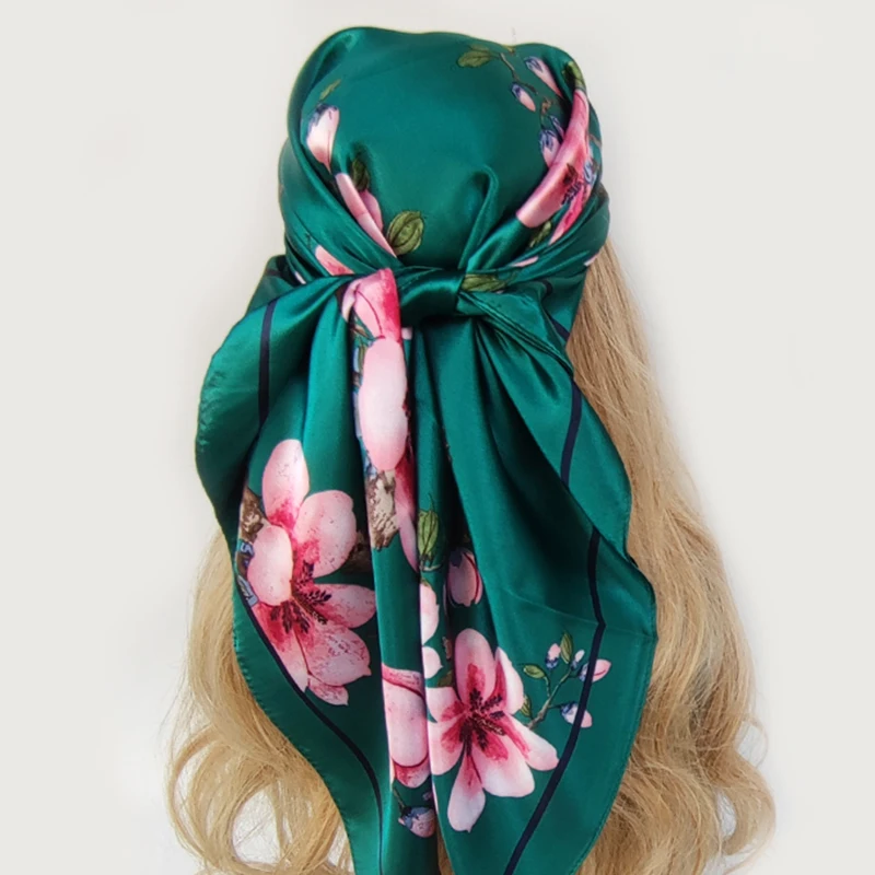 

2022 цветные банданы с принтом, роскошный солнцезащитный платок, всесезонные шелковые шарфы, модный головной платок 90x90 см, популярные квадратные шали