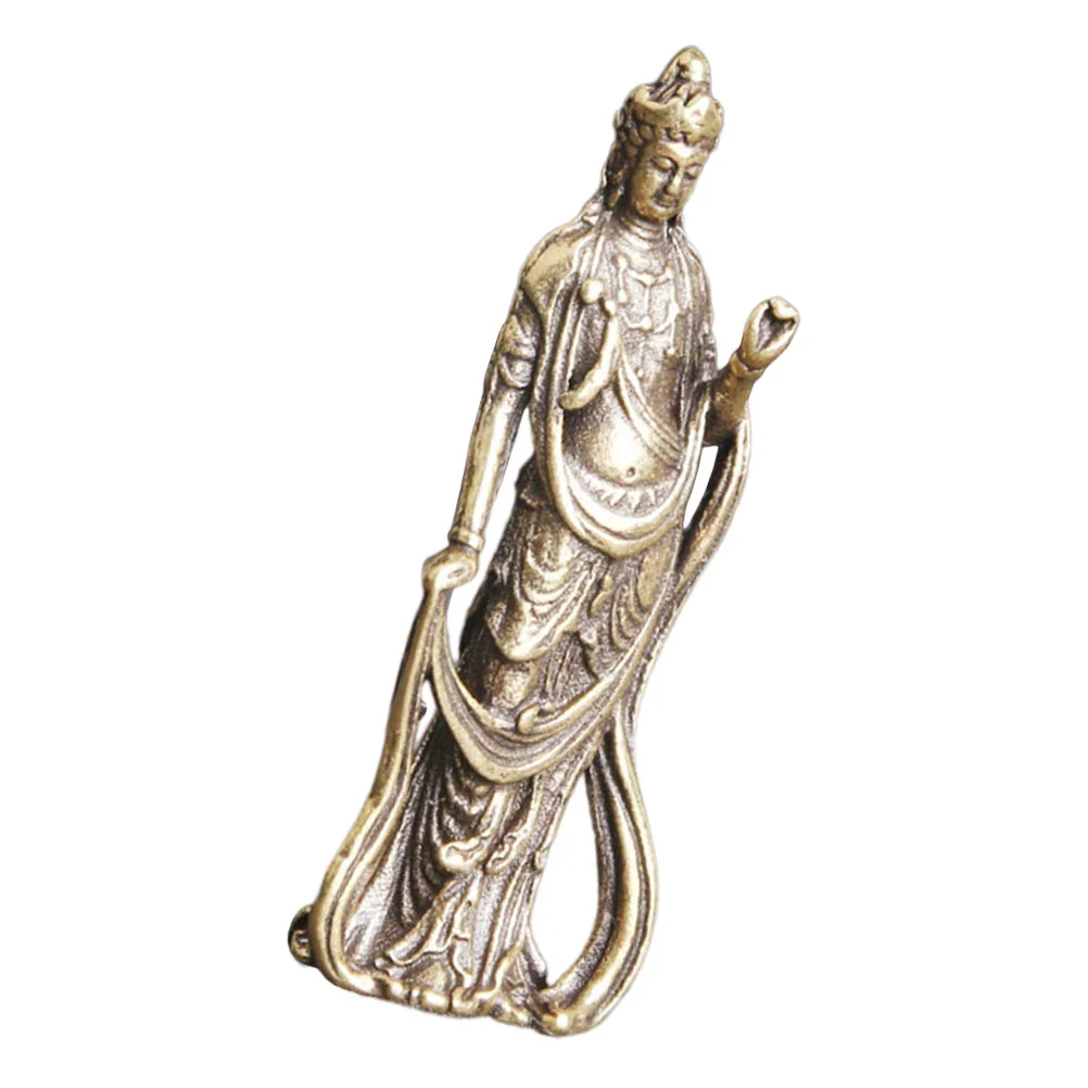 

Statue Figurineyin Brass Decor Bodhisattva Home Goddessshui Guan Feng Sculpture Kwan Desktop Kuanornament Meditationfigurines