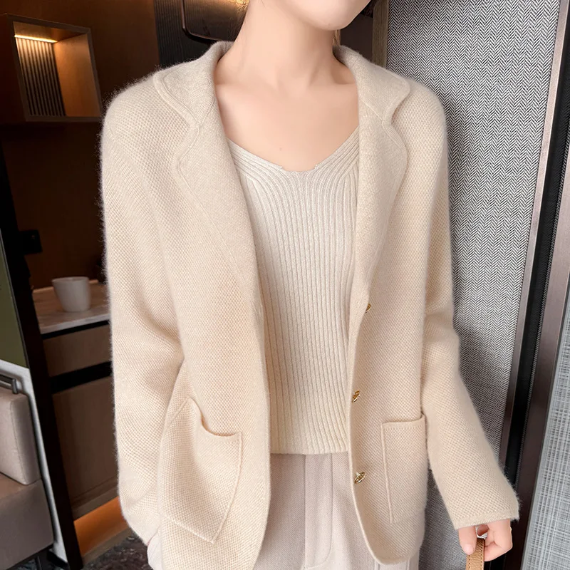 Осень-зима новый кашемировый свитер женский костюм вязаный кардиган с