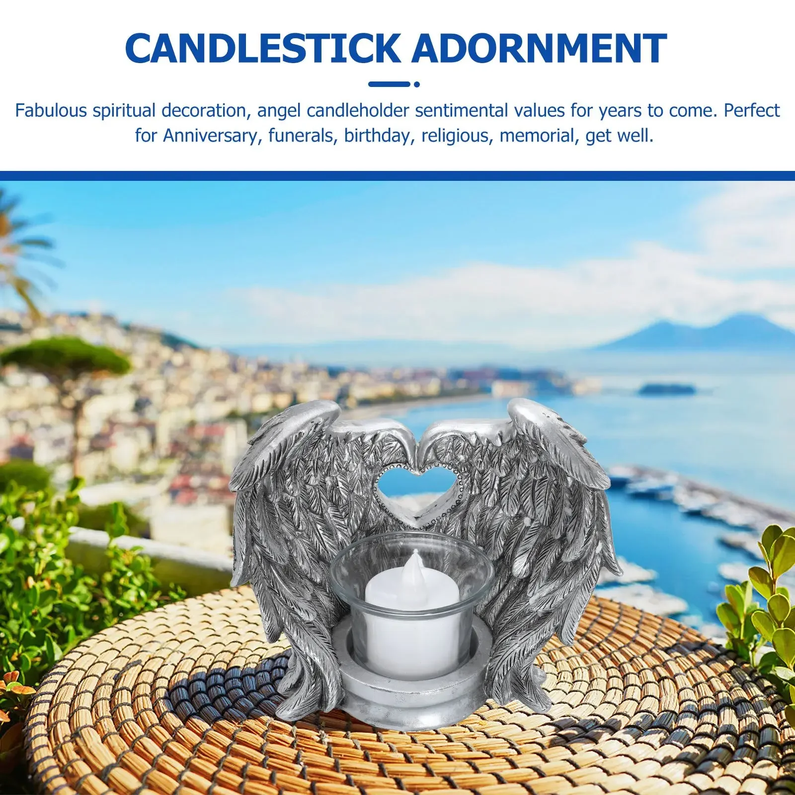 Свечи Крылья Ангела держатель конус беспламенный декор мерцающий поддельный