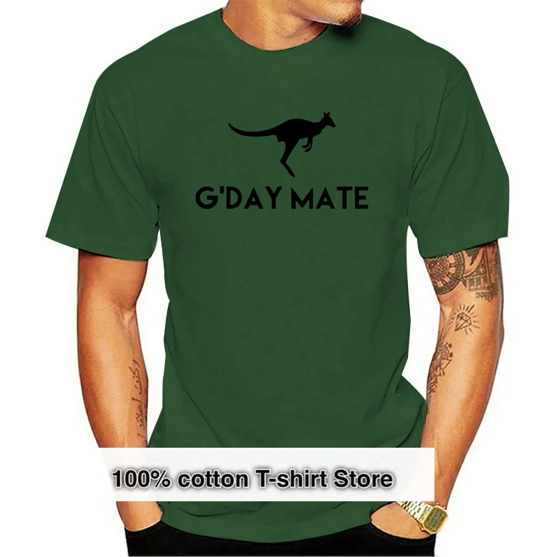

Летняя новая мужская хлопковая модная футболка с принтом G'day Mate смешной кенгуру австралийская любовь Австралия футболка