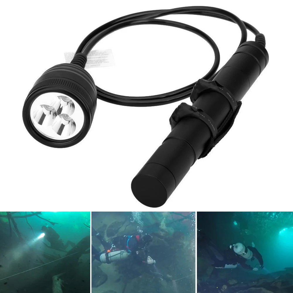 Professional LED Diving Flashlight Underwater 150m 3000lm Magnetic Switch 3x XM-L2 LED Diving Torch Light Photographic Supple