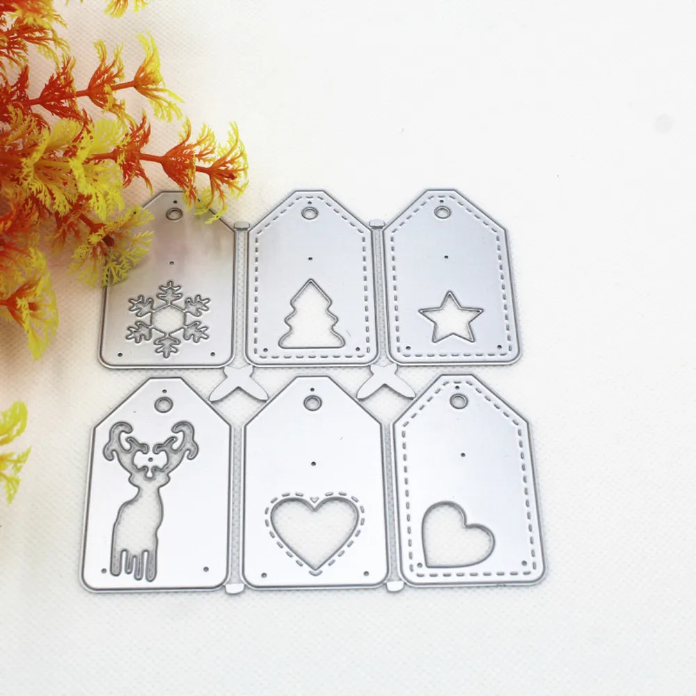 Снежинка елки ярлык в форме сердца из металла Сталь кадров Трафаретный вырубной