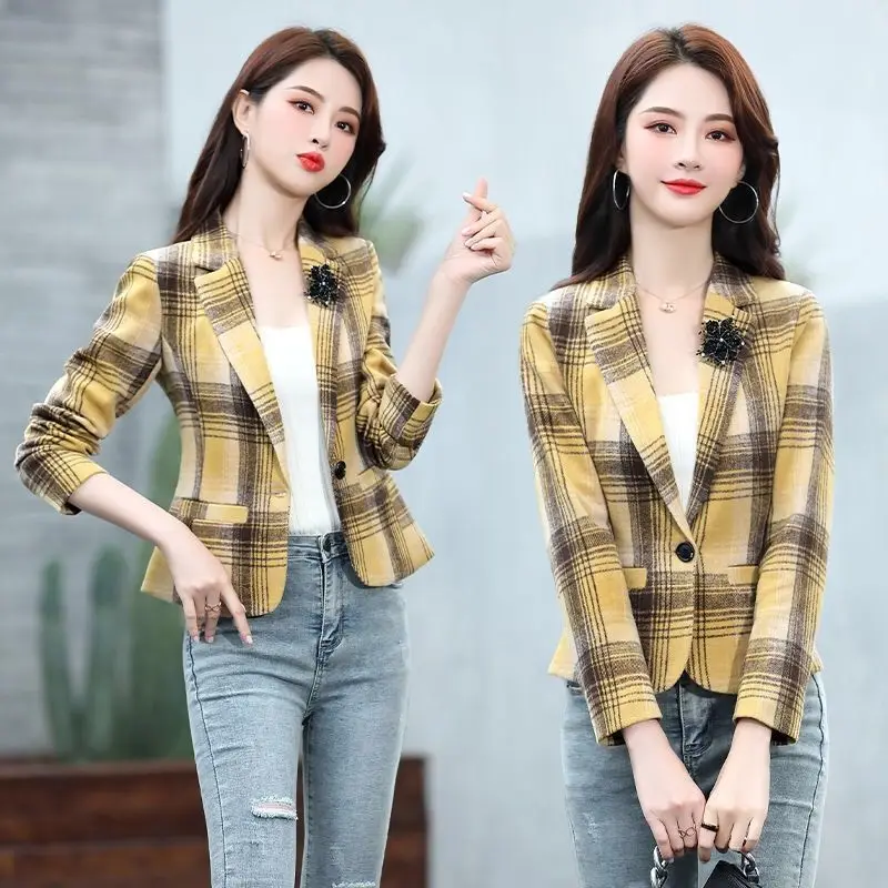

Short Woolen Coat Women 2022 Spring Autumn Casaco Feminino Blazer Elegant Suit Jacket Tops Fashion Wool Outerwear Female E339