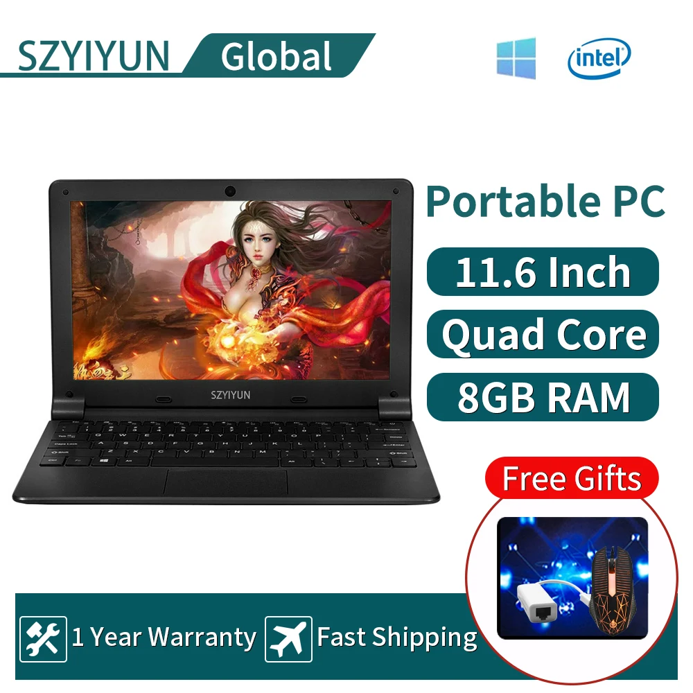 

Ультратонкий мини-ноутбук, 11,6 дюйма, 8 ГБ ОЗУ 128 ГБ 256 ГБ 512 ГБ SSD