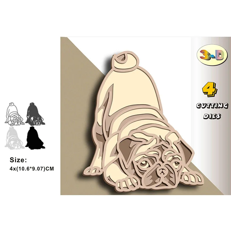 

Металлический штамп для резки бумаги мандалы мопса 3D многослойный штамп «сделай сам» Скрапбукинг Художественный альбом бумага карточка резка штамповка тиснение