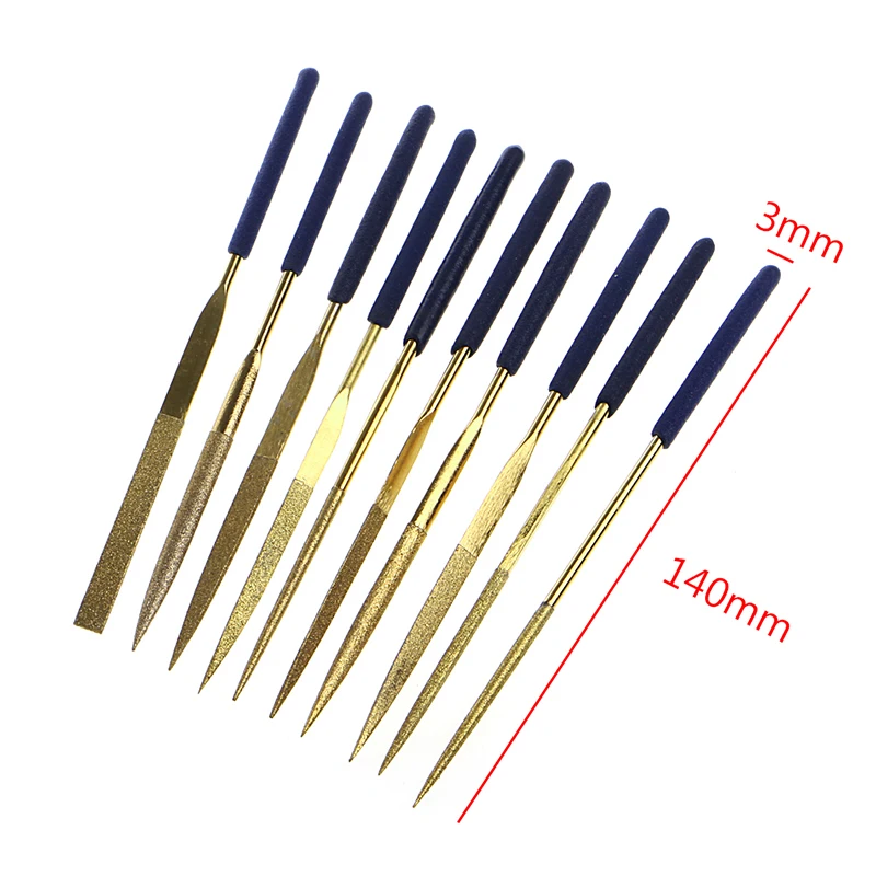 

New 10Pcs Titanium Diamond Coating Needle Flat File Set Metal Working Craft Tool