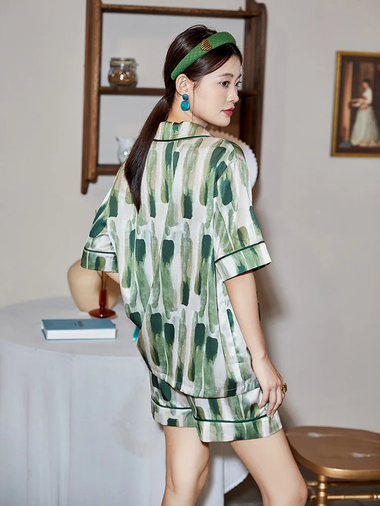 Hot Romantic Womens Vintage Pajama Luxury Clothes Floral Print Two Piece Sets Womens Outfits Pyjamas Sleep Wears Short-sleeve