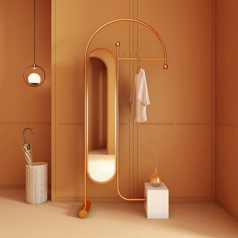 

Hat rack floor-to-floor bedroom with dressing mirror integrated clothes hanger Nordic door vertical household clothing hotel