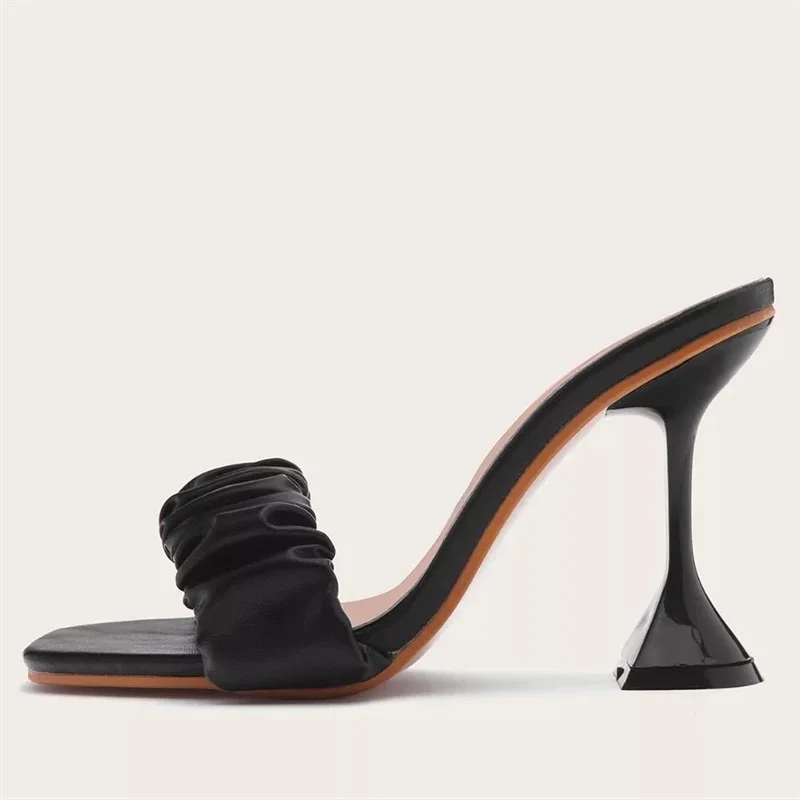 

2022 New Women's Heel Flip Flops Black High Heels White Sandals Women Mules Slippers Ladies Summer Shoes 35-43 Calzado Mujer