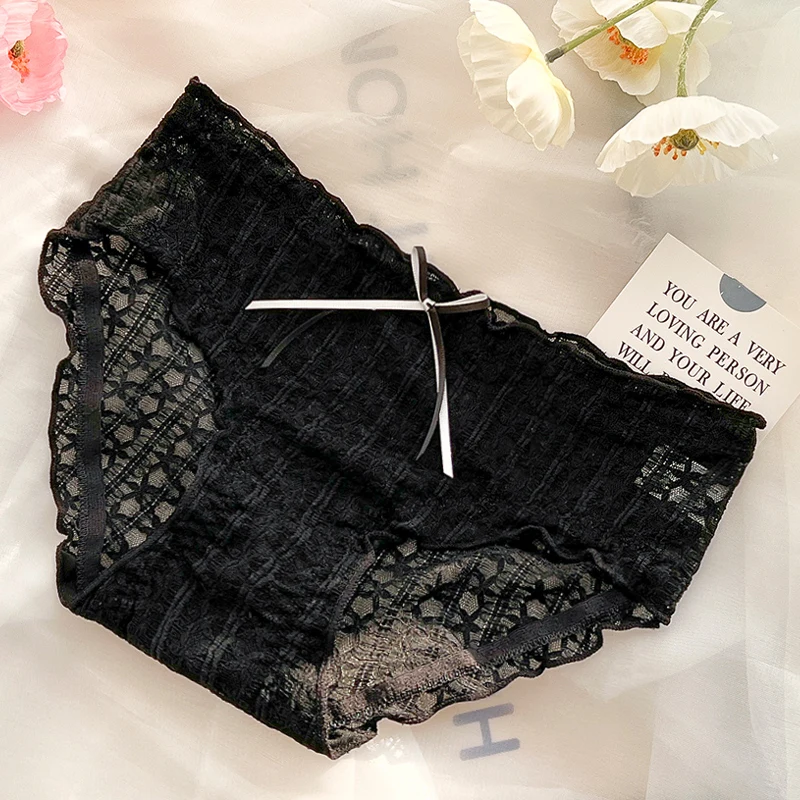 Sexy Lace Panties For Women Summer Breathable Comfortable Underpants Transparent Underwear Female Lingerie Lady Briefs 2pcs/pack