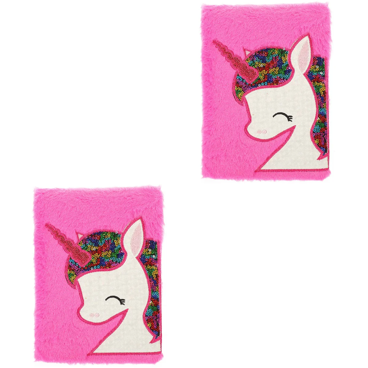 

2pcs Plush Cover Notepad Unicorn Sequin Notebook Decorative Notepad Glitter Kids Notebook