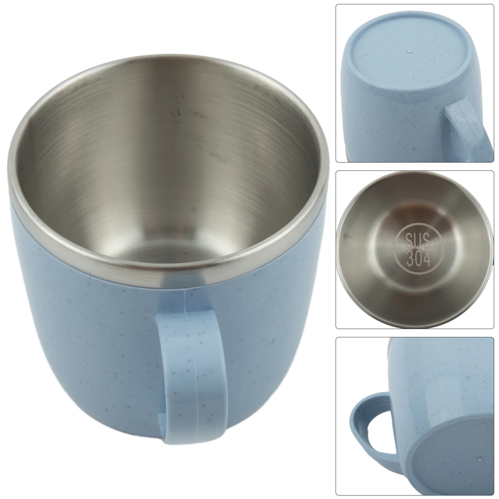 

Portable Stainless Steel Cup Double-Layer Shatterproof Anti-Scalding Coffee Tea Water Milk Mugs Water Cup Household Supplies