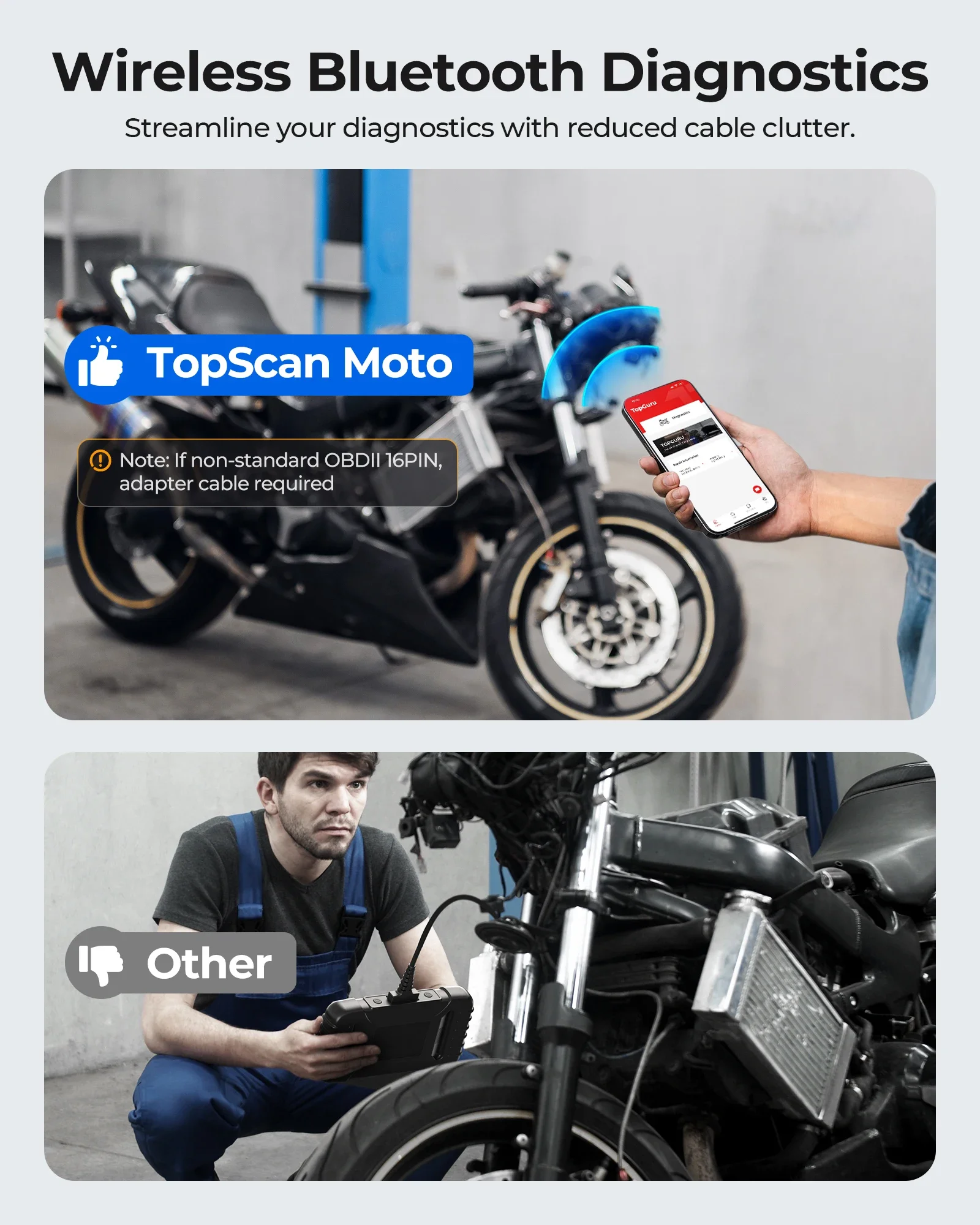 Профессиональный универсальный TOPDON TopScan Moto сканирование автомобиля авто мотоцикл диагностические инструменты двигатель obd2 сканер инструмент для всех автомобилей (art.: 3920d3fa69eea) - 3920d3fa69eea