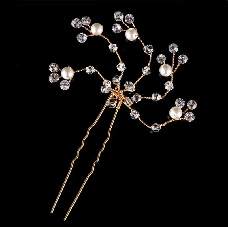 

Crystal beads bridal wedding headdress accessories hairpin