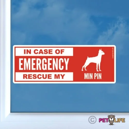 

For In Case of Emergency Rescue My Miniature Pinscher Sticker - Min Pin Profile Car decals