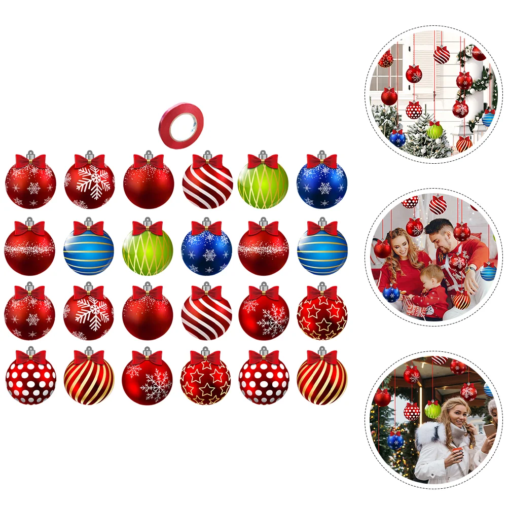 

24 Sheets Christmas Tree Ball Decoration Party Xmas Hanging Ornament Holiday Pendant