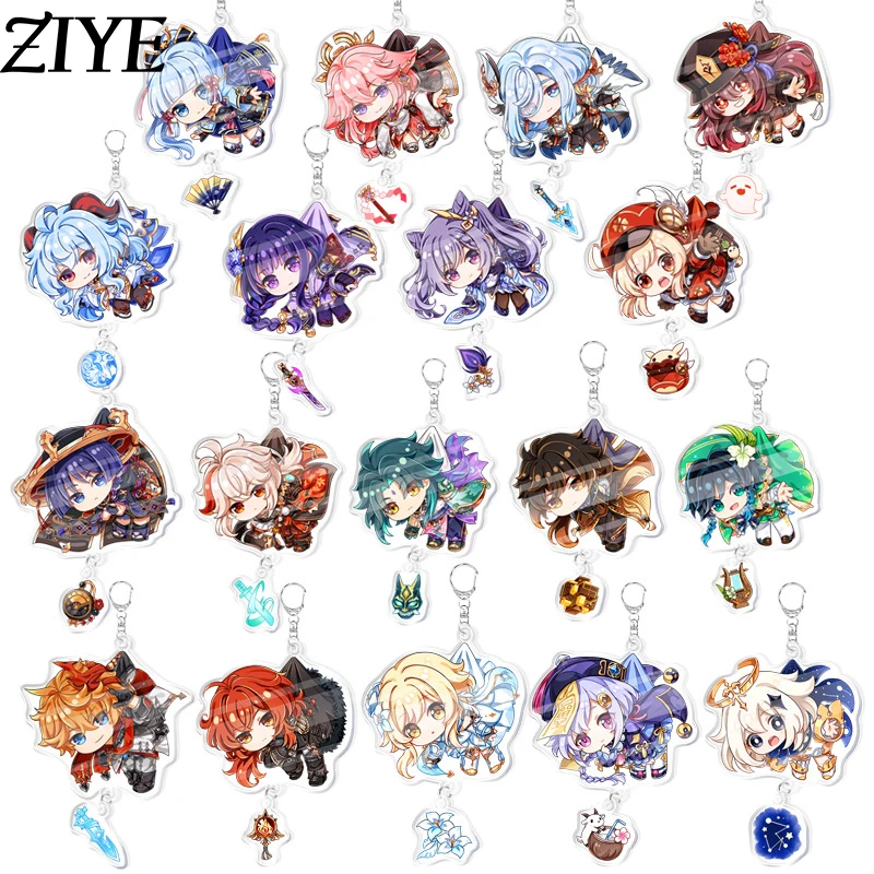 

Game Genshin Impact Acrylic Keychains Raiden Shogun Hutao Kaedehara Kazuha Xiao Yoimiya Cartoon Pendant Key Chain Keyrings Gifts