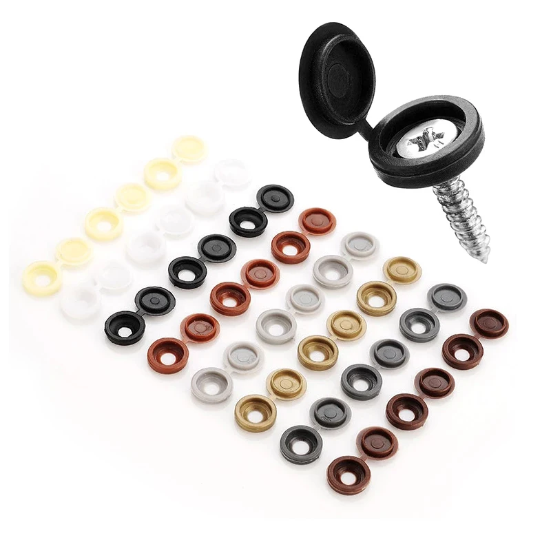 

10pcs/lot Hinged Plastic Screw Cap Cover Fold Snap Protective Cap Button For Car Furniture Decorative Nuts Cover Bolts Hardware