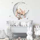 Настенные стикеры в акварельном стиле с мультяшным медведем и кроликом для детской комнаты Bbay декоративные настенные наклейки для детской комнаты декор из ПВХ матовый