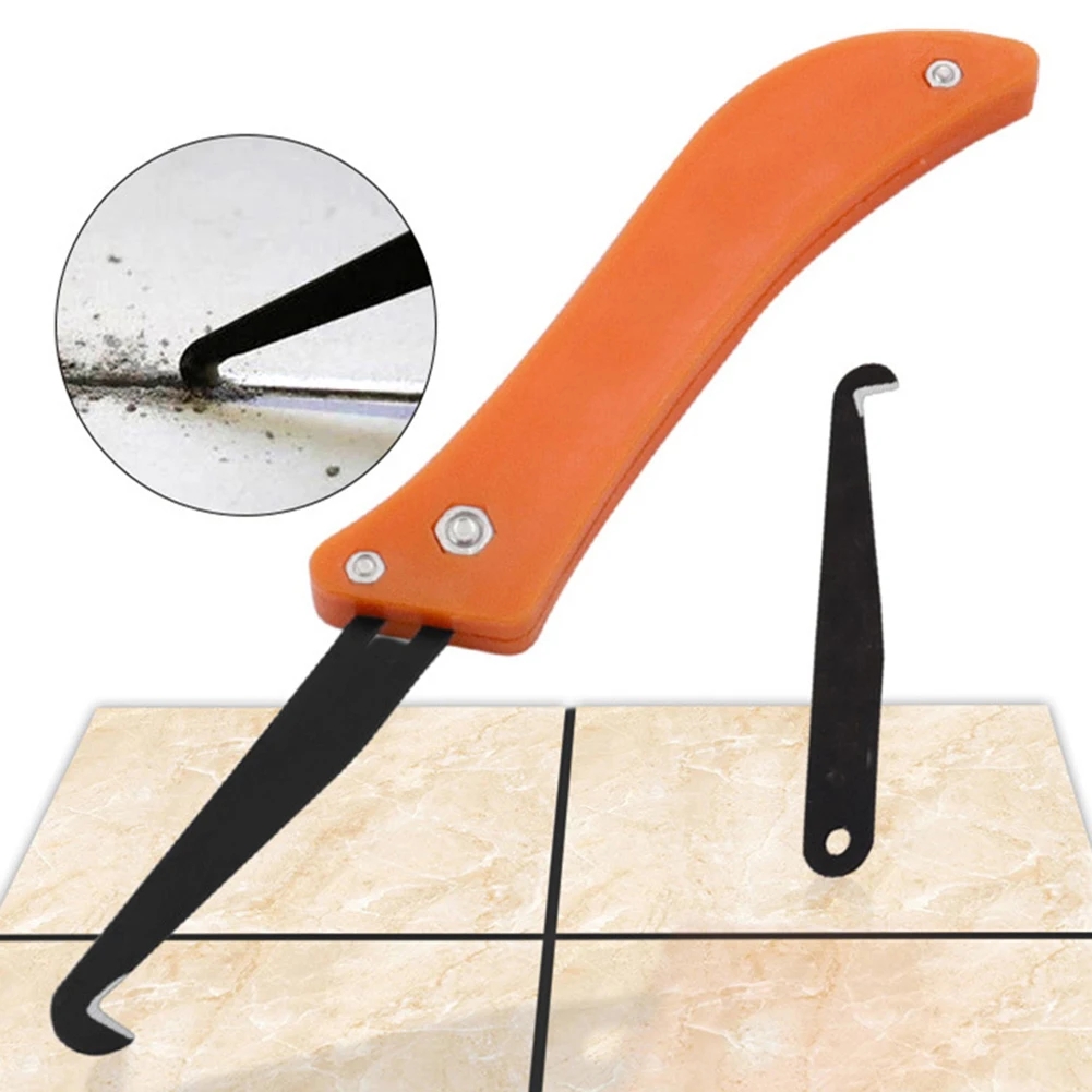 

2PCS/set Hook Blade With Handle 10cm Yellow Portable Hand Repair Tool Hook Blade Ceramic Tile Gap Cleaning Removal Old Grout