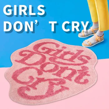 Human Made Girls Don‘t Cry Rug Pink Carpet Girls Boys Bedroom Bedside Rug Imitation Cashmere Carpet Thicken Floor Mat Home Decor