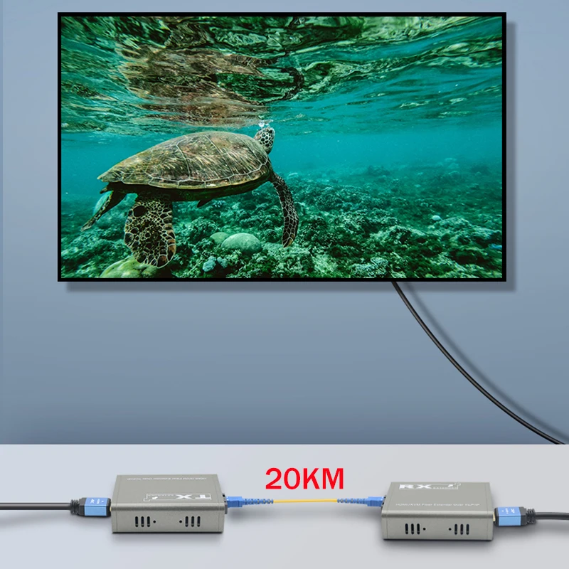 20 км HDMI KVM волоконный удлинитель с USB2.0 через порт SC/FC волоконно-оптический кабель