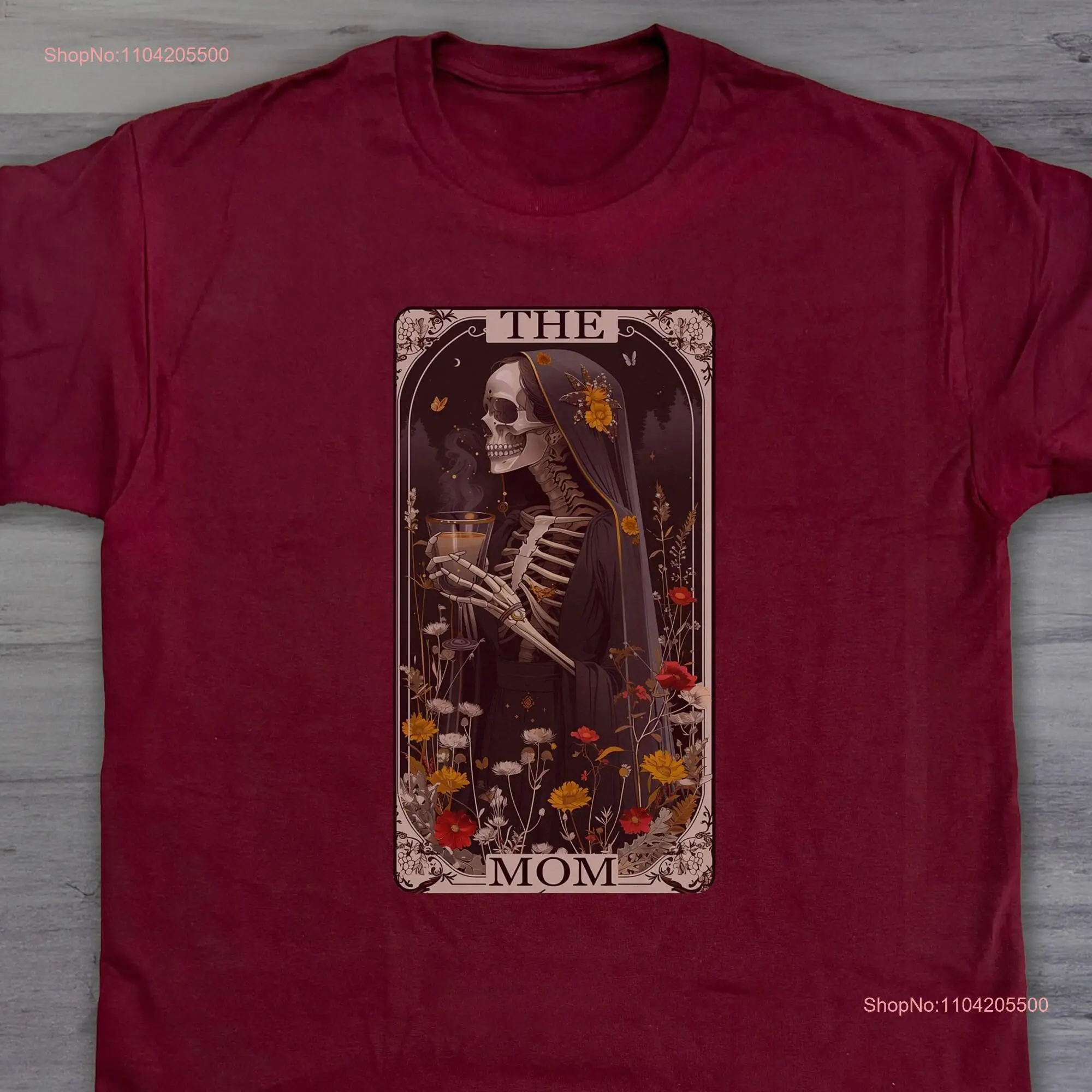 The Mom Tarot Card T Shirt Celestial Mama Skeleton Witchy Vintage Gag 90s Retro Mother's Day long or short sleeves