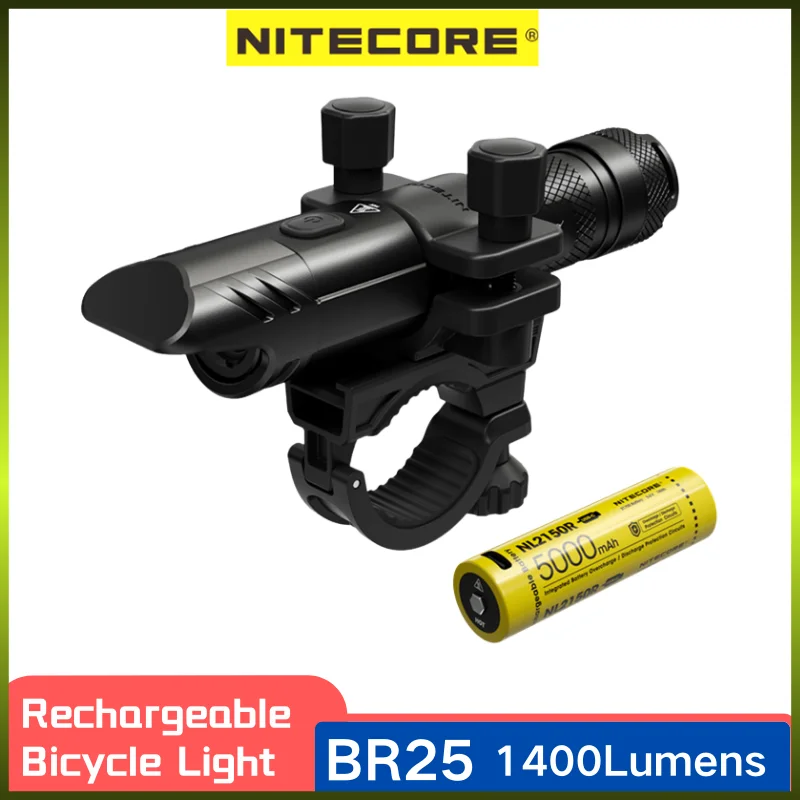 

NITECORE BR25 USB-C Rechargeable Bicycle Light 1400Lumens Portable Wide Range Cycling Lights With 21700 Battery